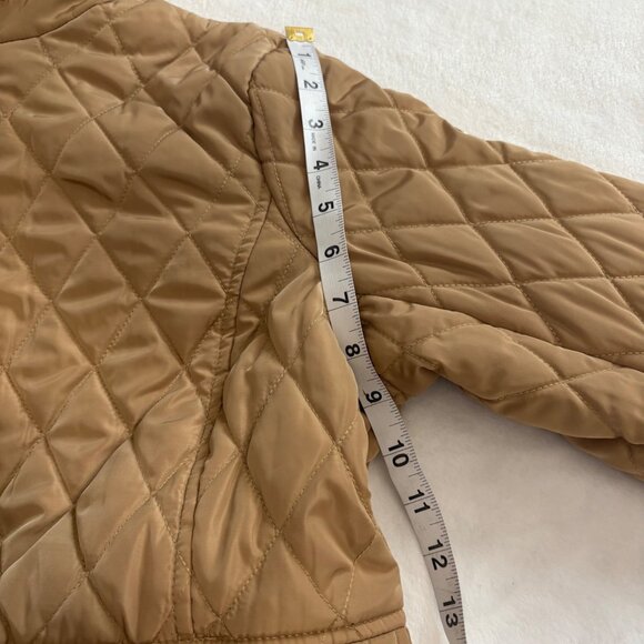 Michael Kors Tan Quilted Jacket W/ Sherpa Collar Zip Closure Womens Size M - Picture 12 of 16